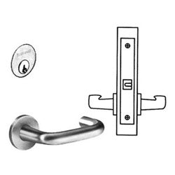 Sargent 8215 LNJ 10B RH | Mortise Lock, Non-Keyed, J Lever, LN Rose, US10B, RH