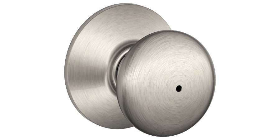 Schlage (Allegion Brand) F40 PLY 619 | Door Lock, ANSI, Grade 2, Function, Bathroom/Bedroom Privacy Lock, US15 Satin Nickel, Boxed, Metal