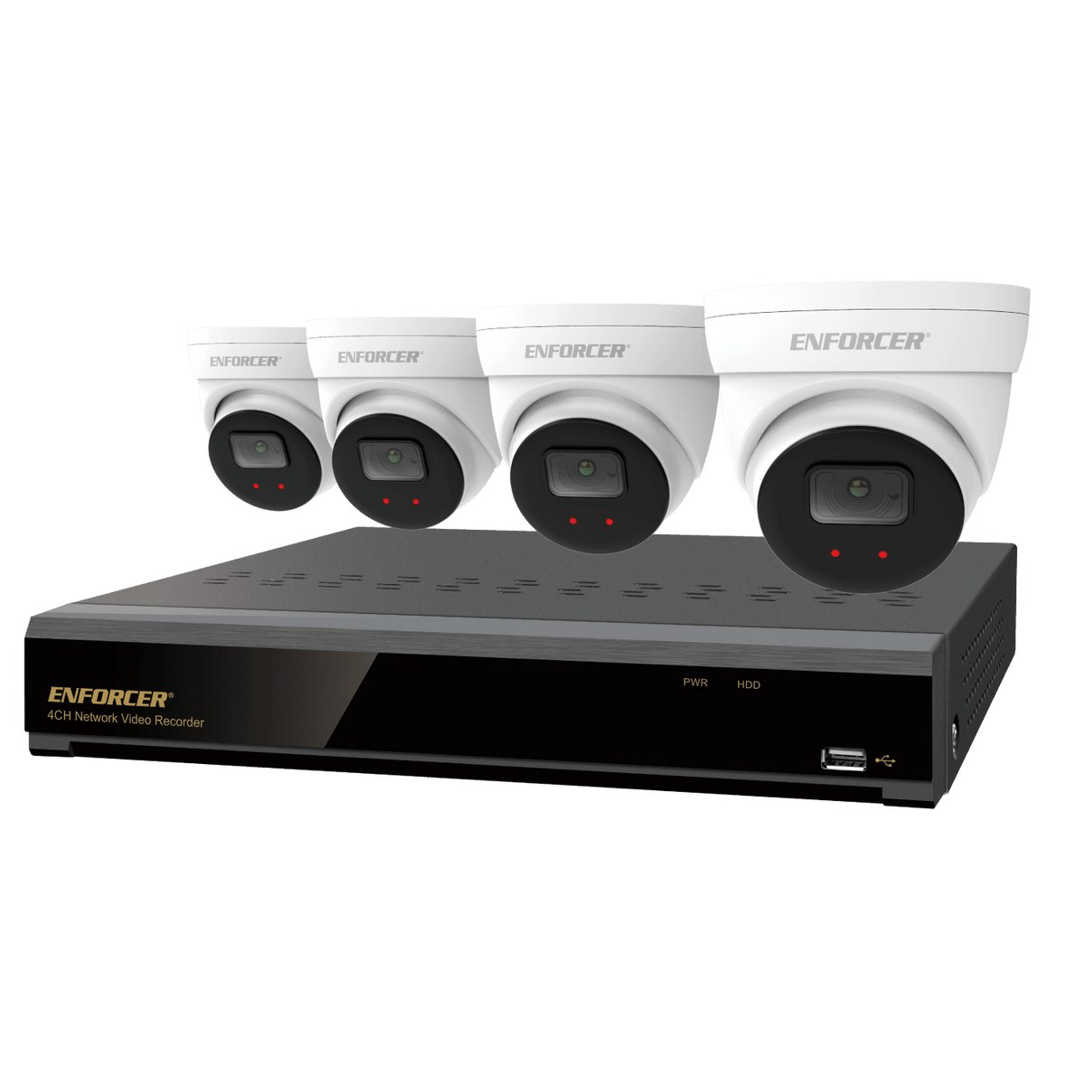 Seco-Larm DRN-K104-04 | NVR and Camera Kit — 4K 4-Channel NVR + 4 IP 5MP Cameras + 2TB HDD