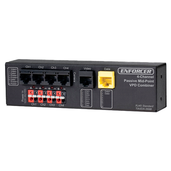 Seco-Larm EB-P304-01MQ | 4 Channel Video/Power/Data Passive Midpoint Combiner