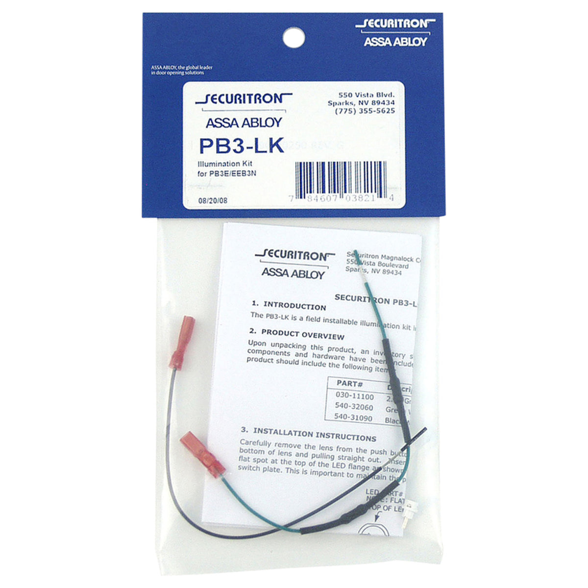 Securitron Magnalock Corp PB3-LK | Illumination Kit -Grn/Redfor Pb3E/Eeb3N Series