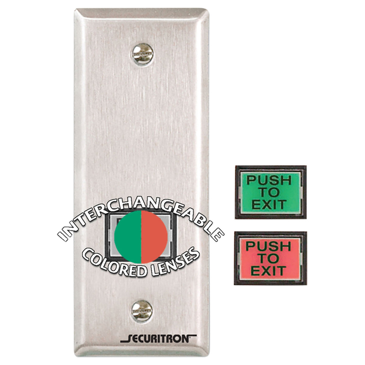 Securitron Magnalock Corp PB3AN | 1 In. X 3/4 In. Push Button Alternate - Narrow, Green/Red Alternate Lens, Illuminated