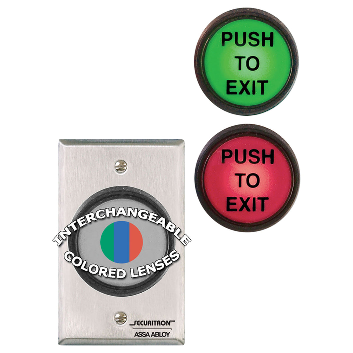 Securitron Magnalock Corp PB5E | Pb - 2" Round, Momentary, Dpst, With O Light, Sg, Red/Green/Handicap