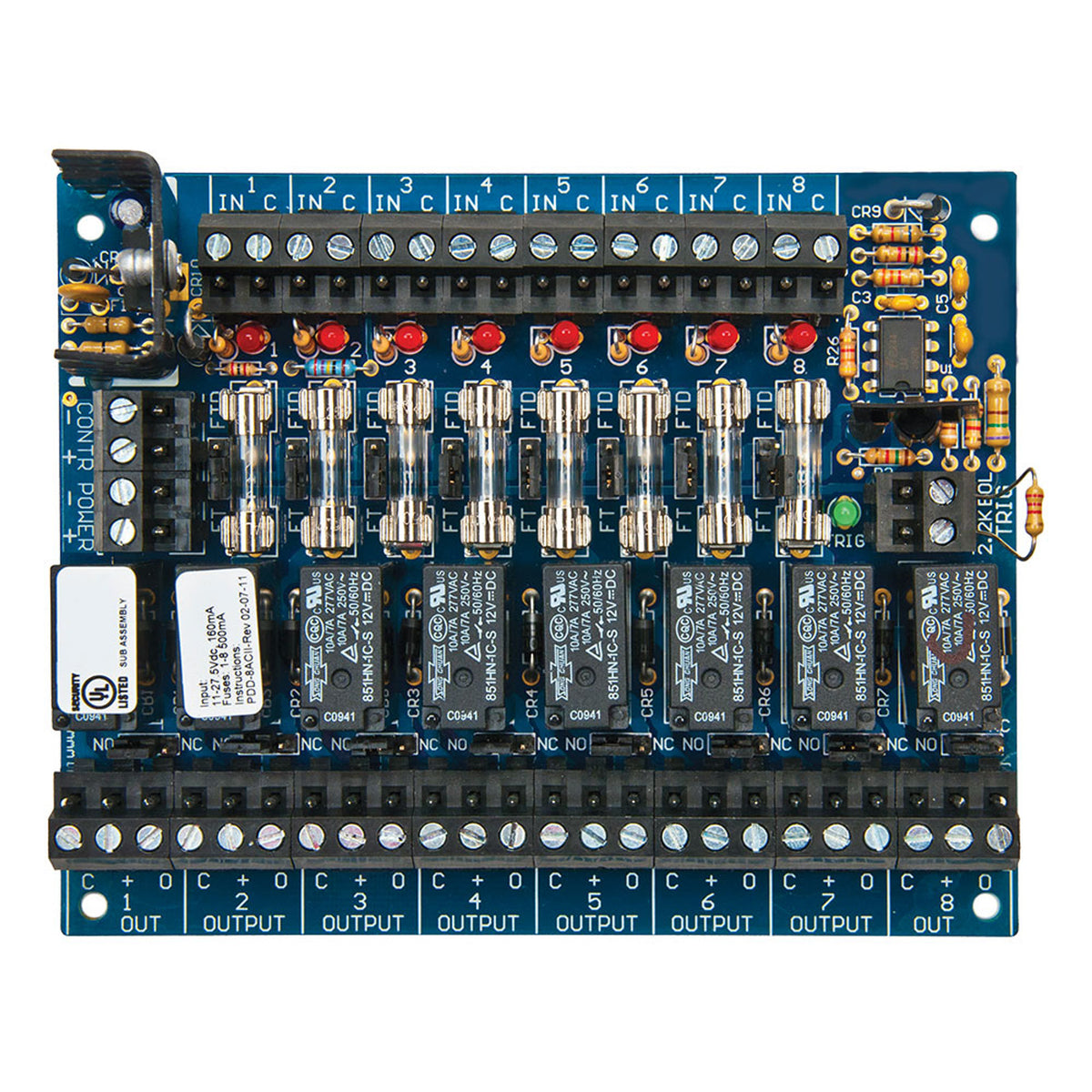 Securitron Magnalock Corp PDB-8F8R1 | Pdb-8F8R1 Pdb, 8Relayed Out, 1A Glass Fuse