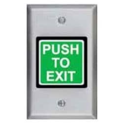 Security Door Controls 424U | Illuminated Exit Switch, 1-Gang, Momentary, Dpdt, Push To Exit Legend, 5 Ampere At 12/24 Volt Dc, 2-7/8" W X 4-1/2" H, Stainless Steel, Green