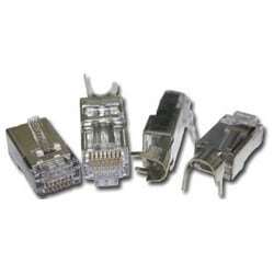 Sentinel Connector Systems Inc 111S08080090H34 | Modular Plug, 8-Position 8-Conductor, 30 Vac/42 Vdc At 1.5A, Cat 6, Shielded Cable, Polycarbonate, 0.12 Thk Phosphor Bronze Contact