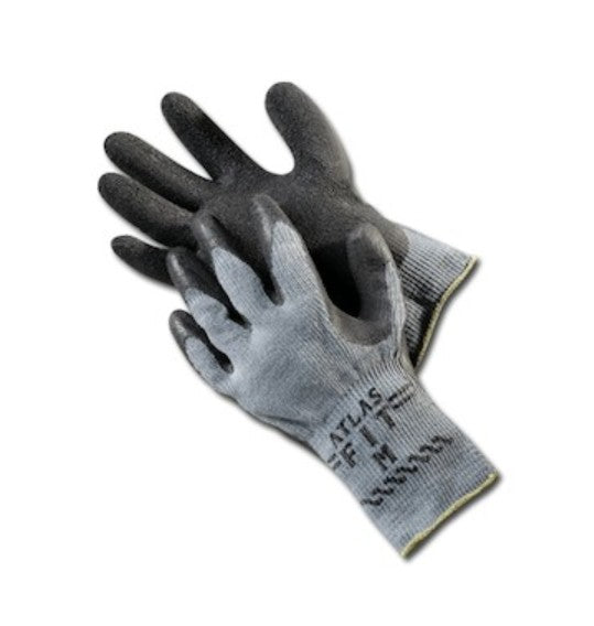 Showa 300BL-09 | Atlas Fit 300 Gloves Poly-Cotton, Latex Coated, Gray, Large
