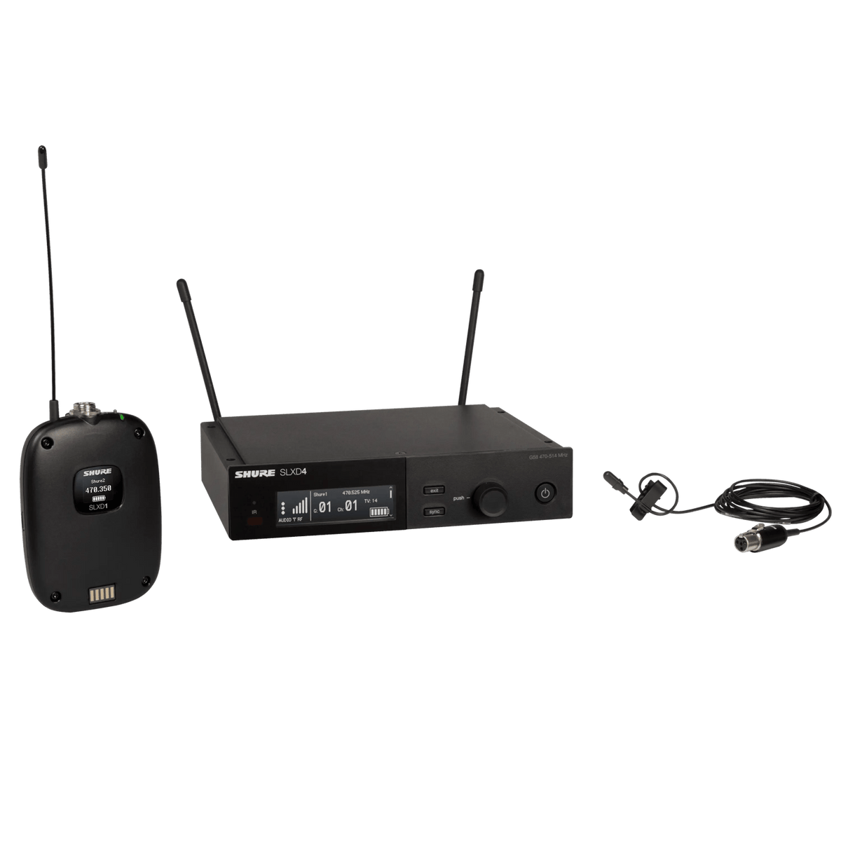 Shure Bros SLXD14/DL4B-G58 | Single BP Sys.With DL4B/O Lav. 470-514MHz