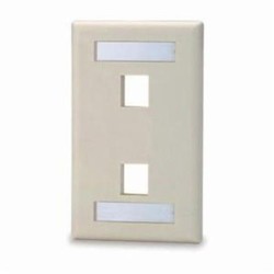 Signamax SKFL-2 | 2-port Single Gang Keystone Faceplate with Labeling, Ivory