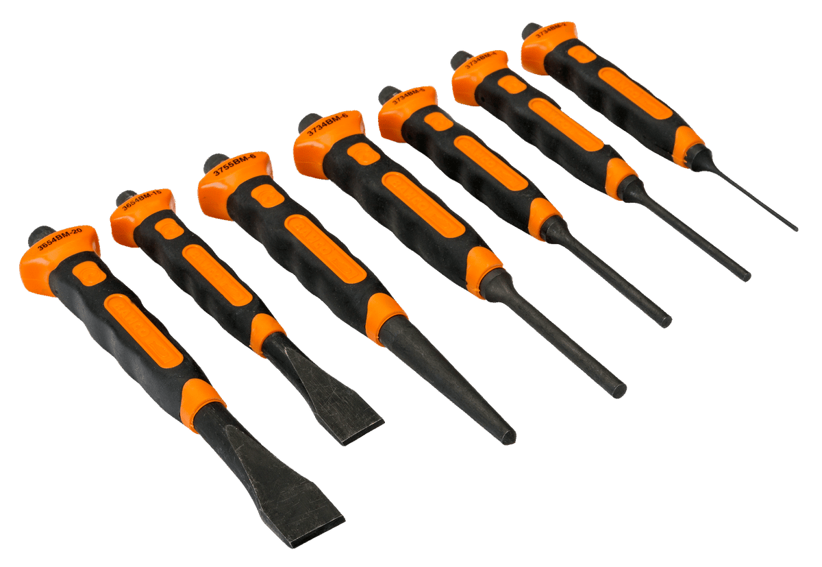 Williams 3654BMS/7 | Mixed Mason's Chisel Set with 2-Component Handle - 7 Pcs/Plastic Tray