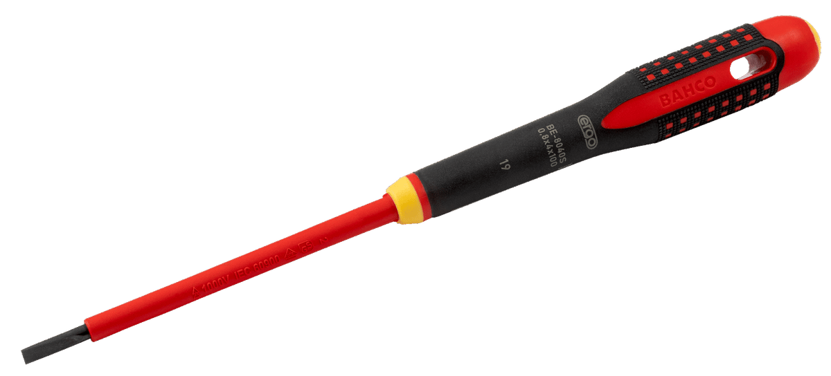 Williams BE-8065S | Bahco BE-8065S - ERGO VDE Insulated Slotted Screwdriver with 3-Component Handle 1.2 mm x 8 mm x 175 mm