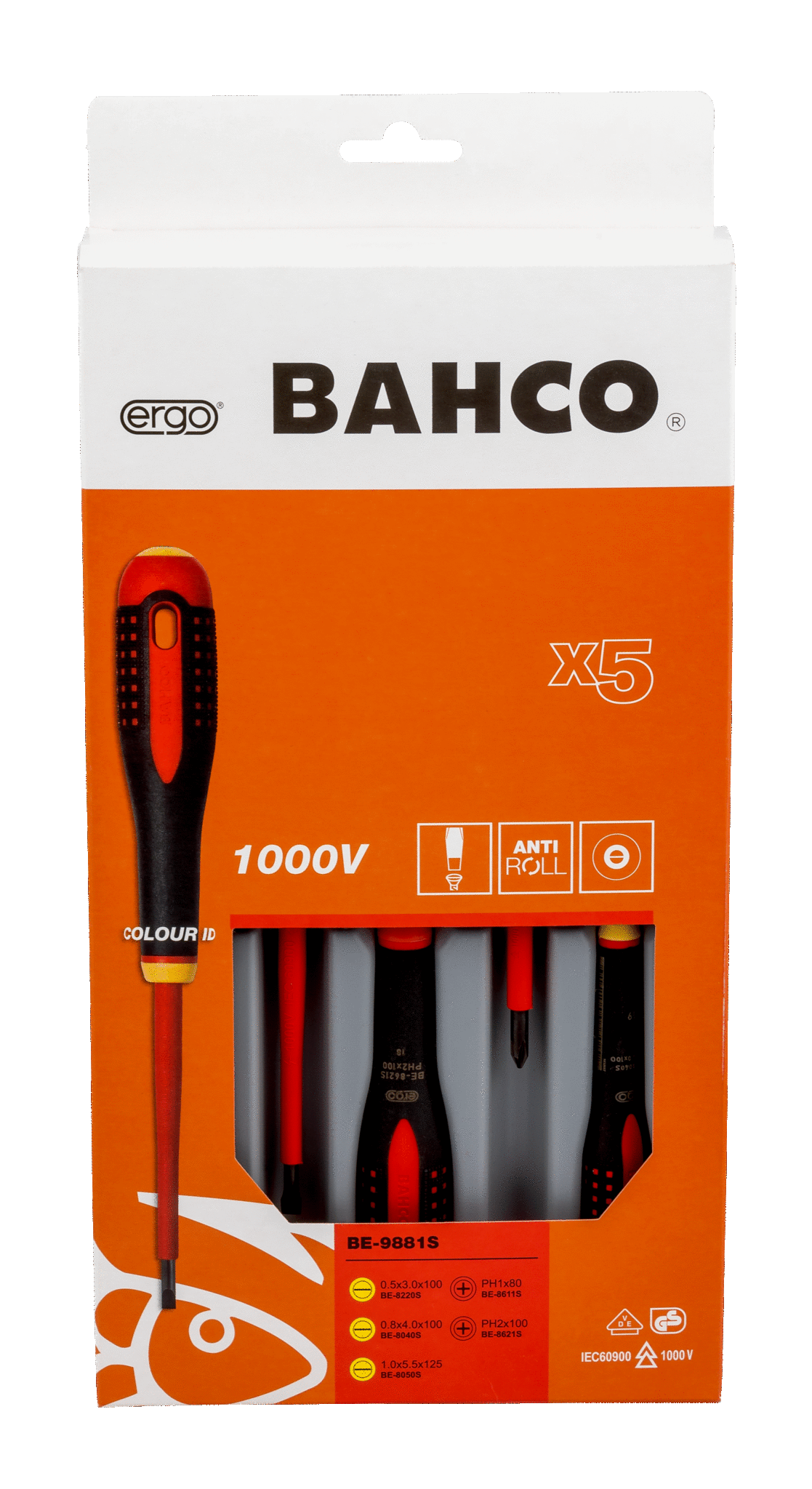 Williams BE-9881S | ERGO VDE Insulated Slotted and Phillips Screwdriver Set with 3-Component Handle - 5 Pcs