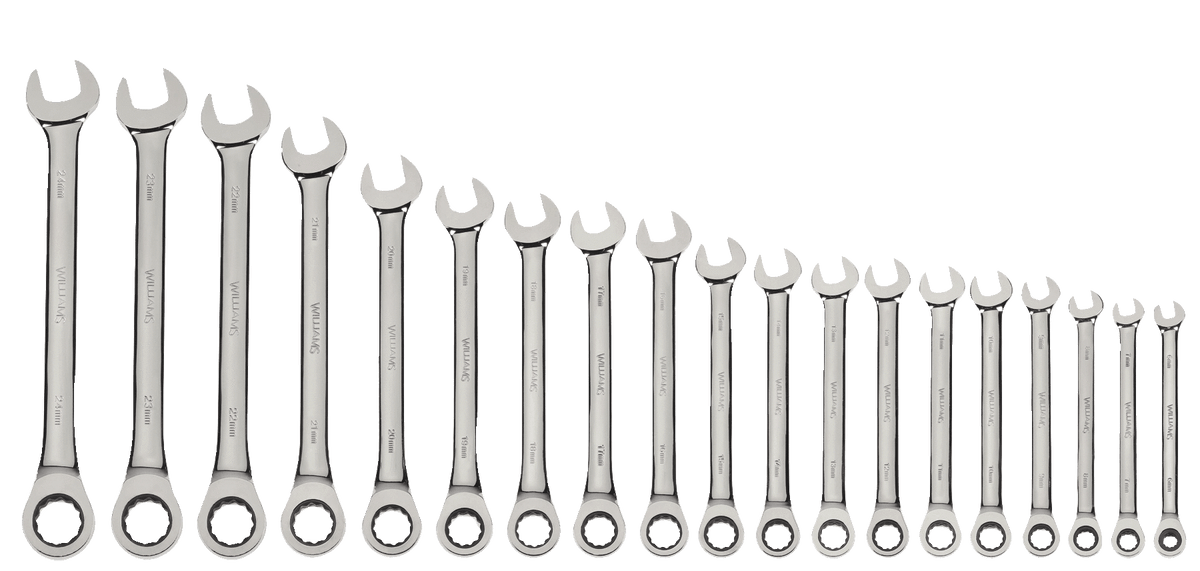Williams JHMWS1125NRC | 19 Piece Combination Ratcheting WrenchSet 6 mm to 24 mm