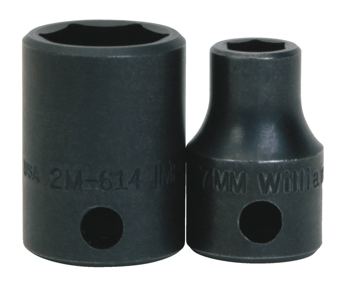 Williams JHW2M-609 | 3/8" Drive Shallow Impact Socket 6-Point 9 mm, Black Industrial Finish