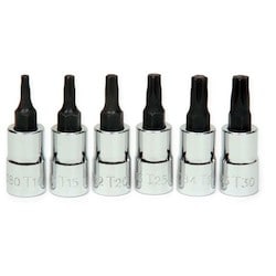 Williams JHW30908 | 1/4 Drive Torx Bit Socket, High Polished Chrome Finish, Set, 6 Pieces