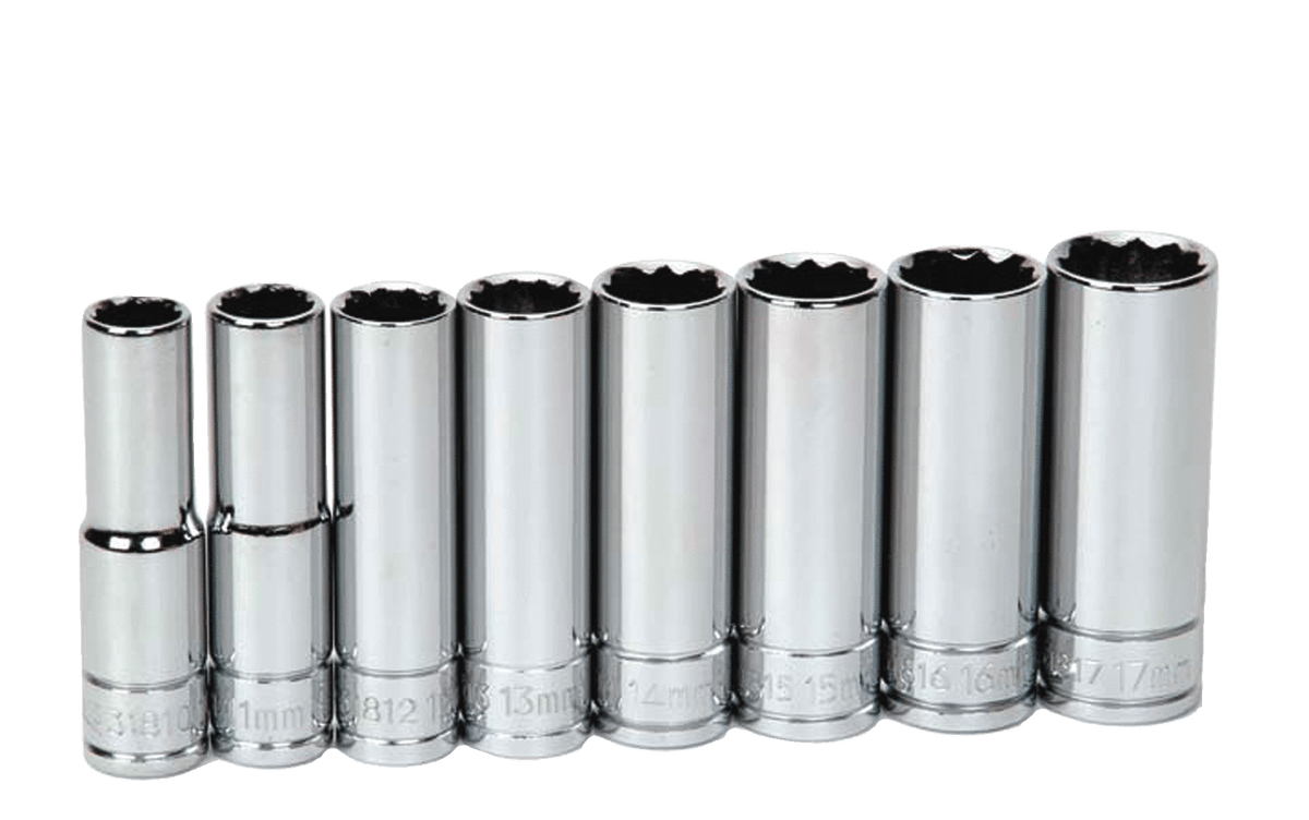 Williams JHW31934 | 3/8 Drive Deep Socket Set, 12 Point, Metric, 8 Pieces