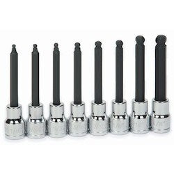 Williams JHW31947 | 3/8 Drive Long Ball Tip Hex Bit Socket Set, SAE, 8 Pieces