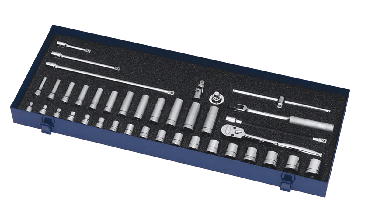 Williams JHWMSB-39F | 3/8 Drive Socket and Drive Tool Set, 6 &12 Point, Metric, 39 Pieces, in Keep Safe Foam