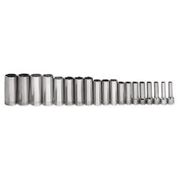 Williams JHWMSBD19HRC | 3/8 Drive Deep Socket Set, 6 Point, Metric, 19 Piece