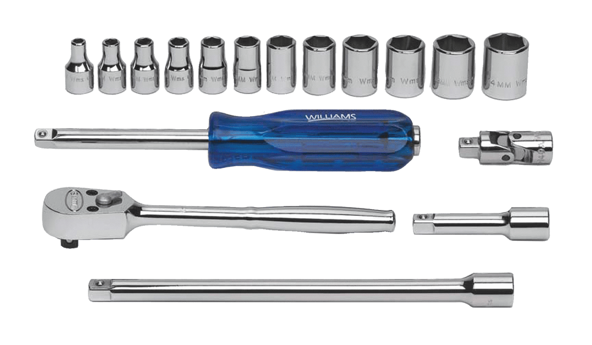 Williams JHWMSM-17HF | 1/4 Drive Socket/Tool Set,6 Point, 17 Pieces, in Keep Safe Foam,
