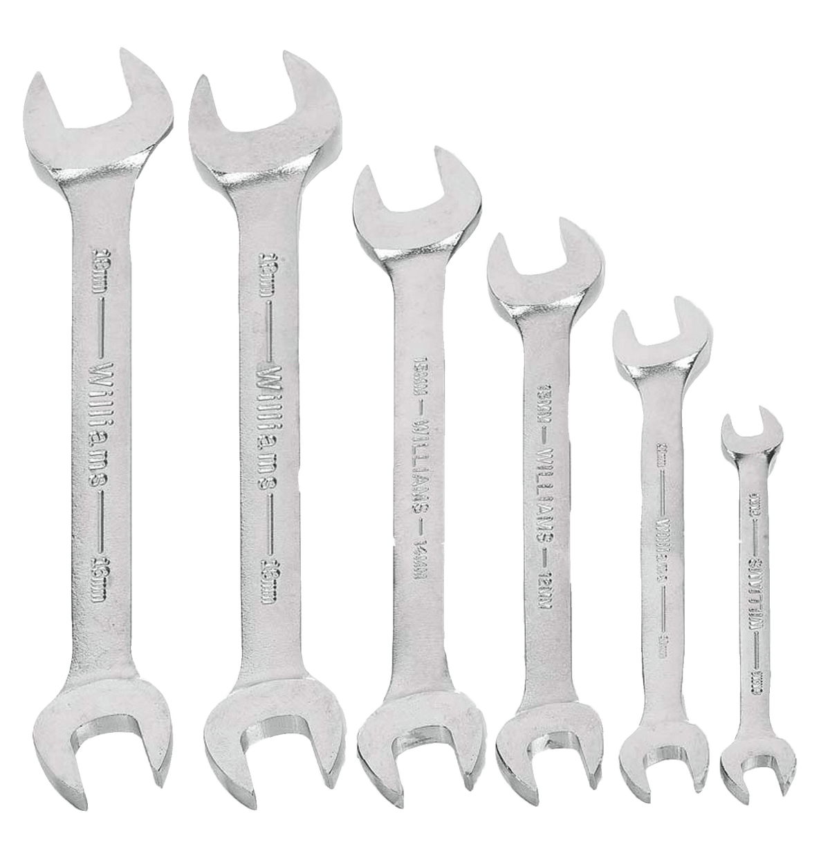 Williams JHWMWS-26 | Chrome Satin Finish Open End Wrench Set, 6 Piece