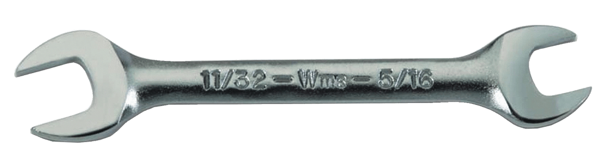 Williams JHWOES-1618 | Chrome Satin Short Double Head Open End Wrench 1/2 X 9/16