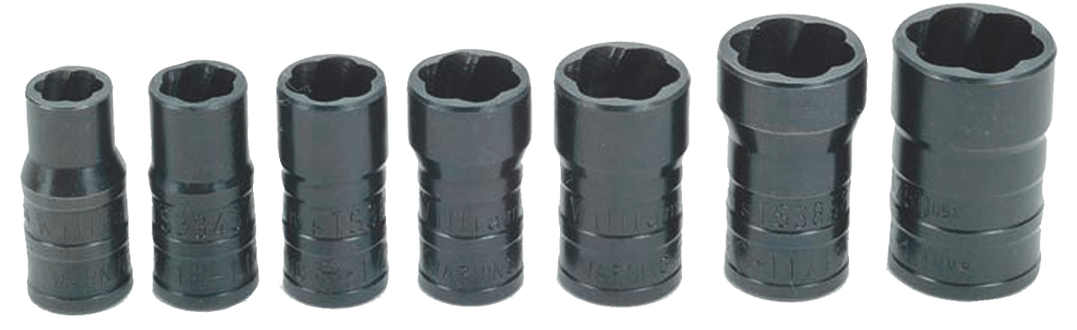 Williams JHWTSFS3807 | 3/8 Drive Turbosocket Salvage Socket Set, SAE, 7 Piece