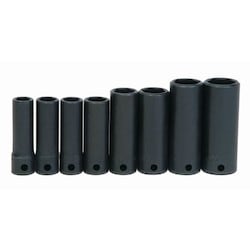 Williams JHWWS-12-8 | 3/8 Drive Deep Impact Sockets, 6 Point, SAE, 8 Piece Set, Black Industrial Finish