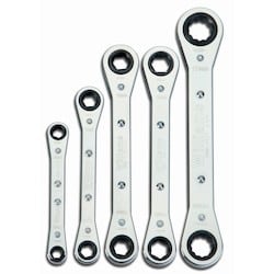 Williams JHWWS-12 | Double Head Ratcheting Box Wrenches, 5 piece Set, 6 & 12 Point Set, SAE