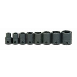Williams JHWWS-2-13 | 3/8 Drive Shallow Impact Sockets, 6 Point, SAE, 13 Piece Set, Black Industrial Finish