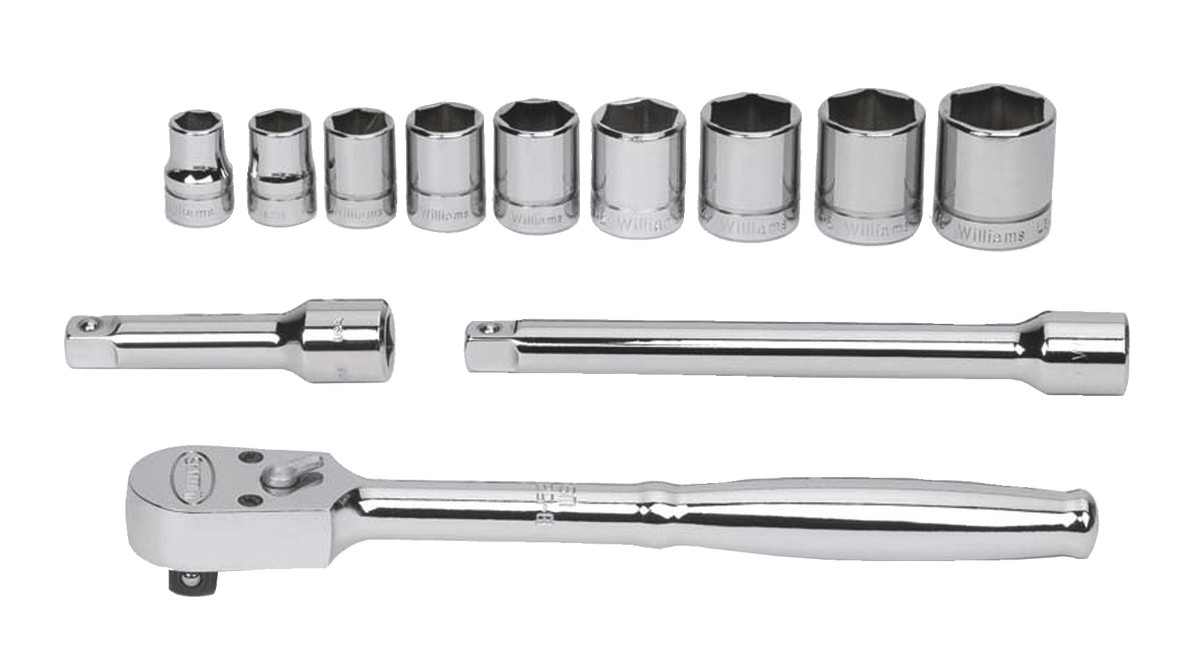 Williams JHWWSB12HFTB | 3/8 Drive Socket and Drive Tool Set, 12 Point, SAE, 12 Pieces, in Keep Safe Foam, in Metal Tool Box