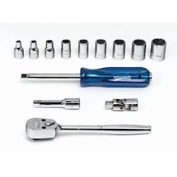 Williams JHWWSM-13FTB | 1/4 Drive Socket/Tool Set,12 Point, 13 Pieces, in Keep Safe Foam, with Tool Box