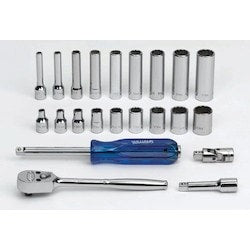 Williams JHWWSM-22FTB | 1/4 Drive Socket/Tool Set,12 Point, 22 Pieces, in Keep Safe Foam, with Tool Box