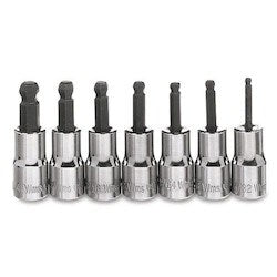 Williams JHWWSM-7HBA | 1/4 Drive Ball Hex Socket, High Polished Chrome Finish, Set, 7 Pieces