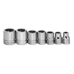 Williams JHWWSM-7RC | 1/4 Drive Shallow Socket, High Polished Chrome Finish, Set 12 Point 7 Piece