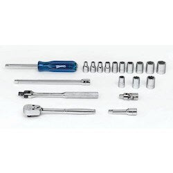 Williams JHWWSM19HFTB | 1/4 Drive Socket/Toolset, 6 Point, 19 Pieces, in Keep Safe Foam, with Tool Box