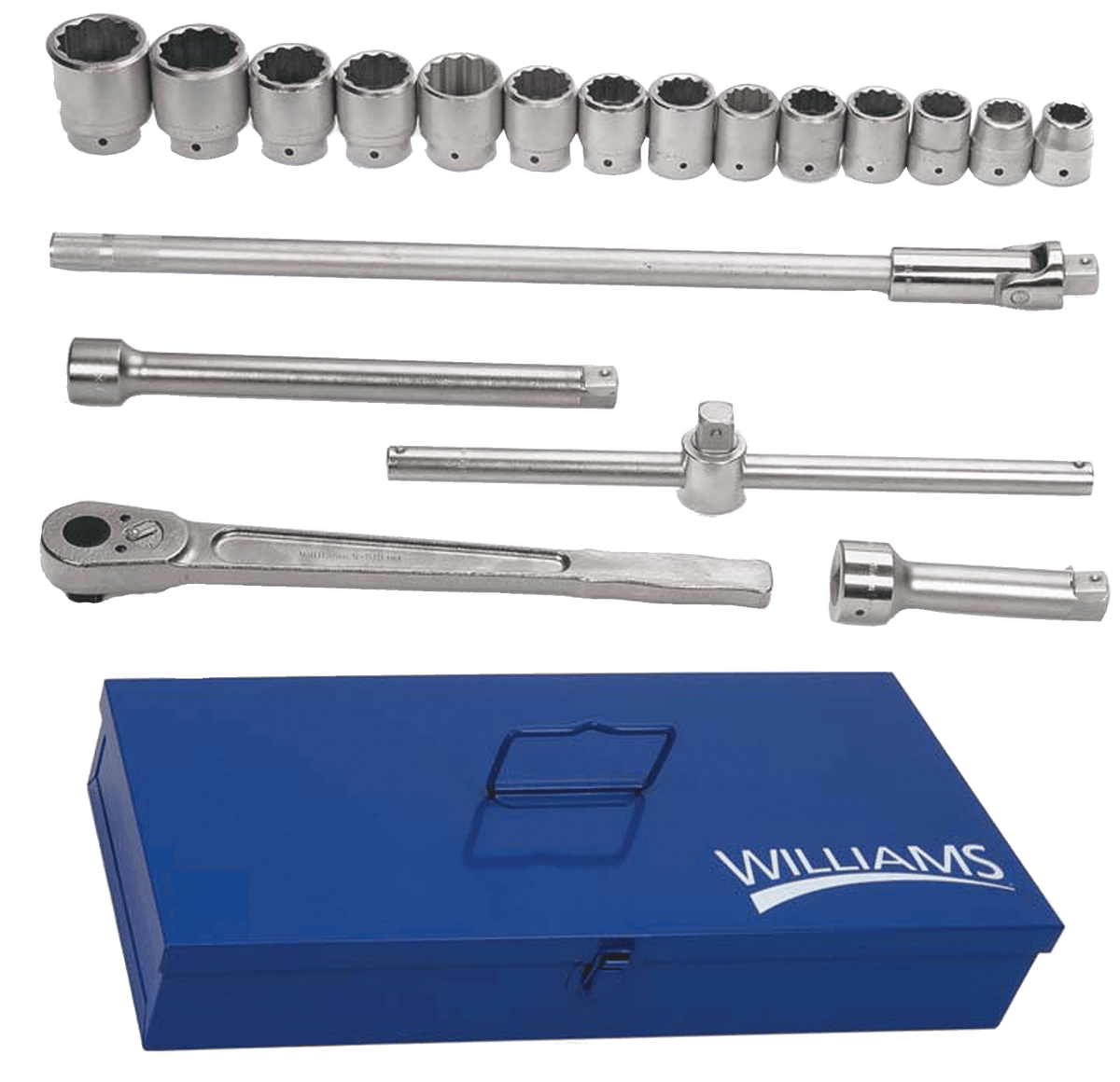 Williams JHWWSX-20 | 1 Drive Socket and Drive Tool Set, 12 Point, SAE, 20 Pieces