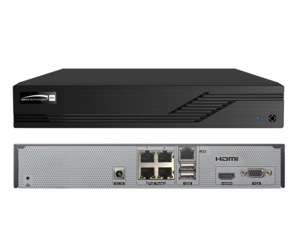 Speco Technologies N4NRV10TB | 4 Channel 8MP(4K) Network Video Recorder with 10TB HDD Included