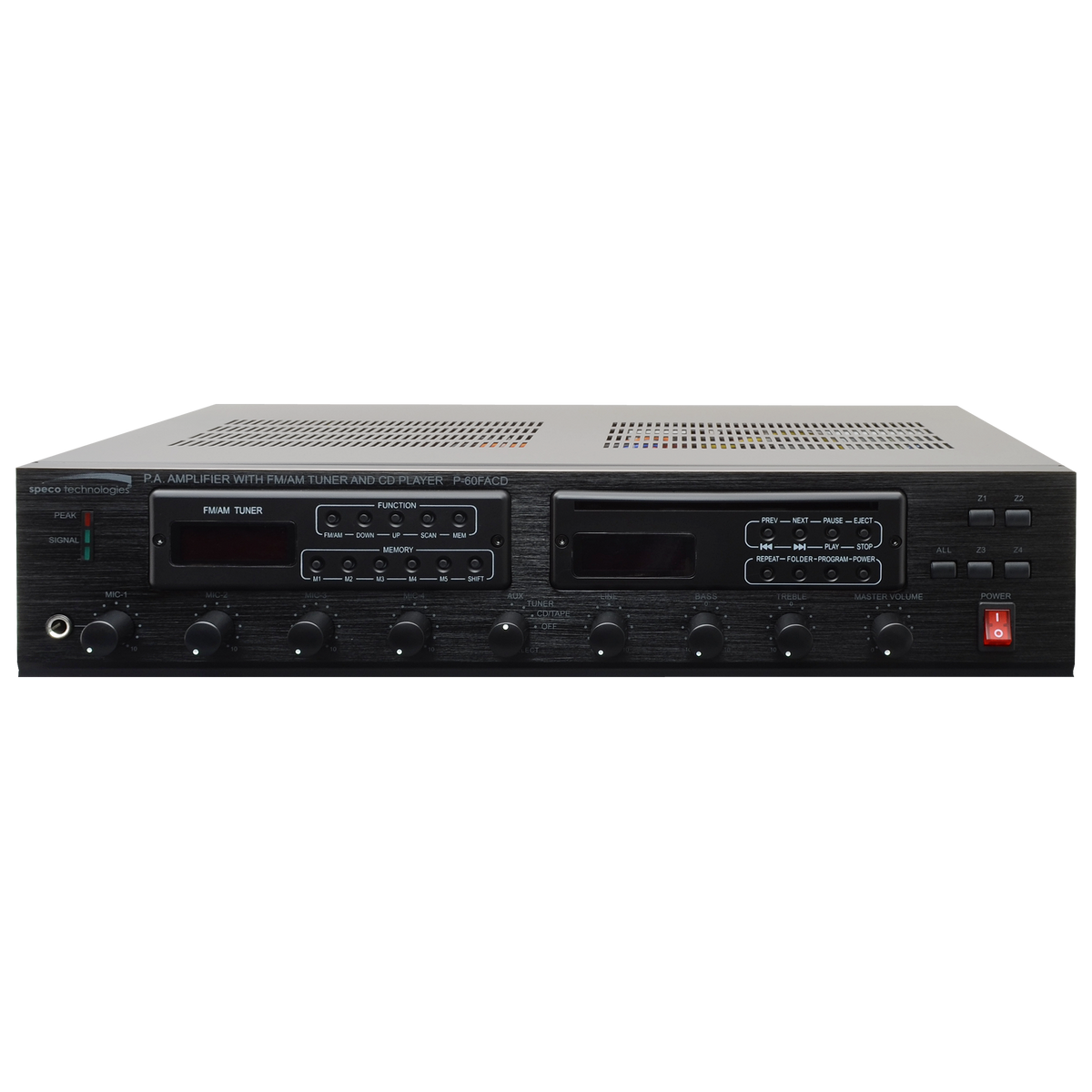 Speco Technologies P60FACD | 60W PA Amplifier with AM/FM Tuner and CD Player