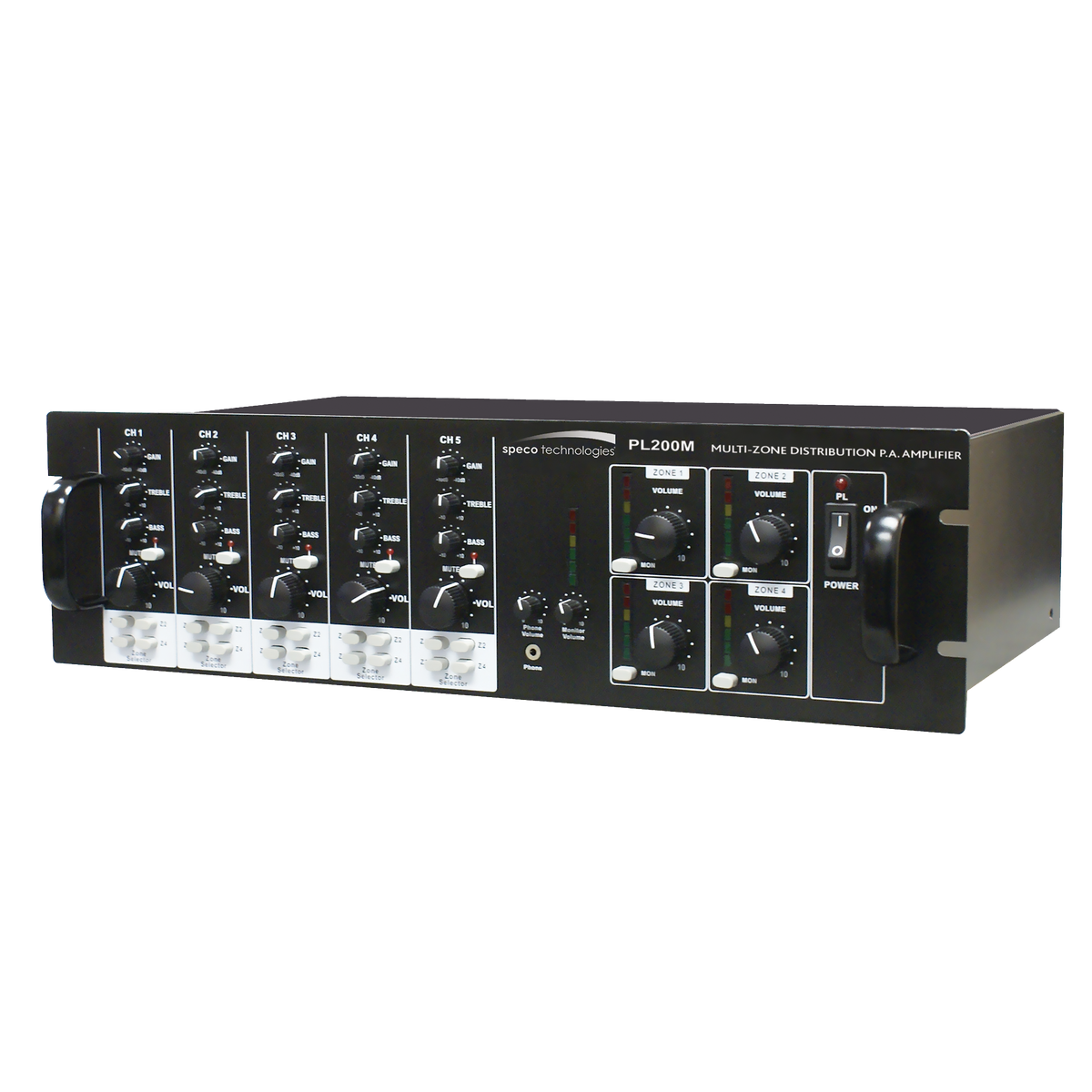 Speco Technologies PL200M | 160 Watt 5×4 Multisource/Multizone PA Amplifier