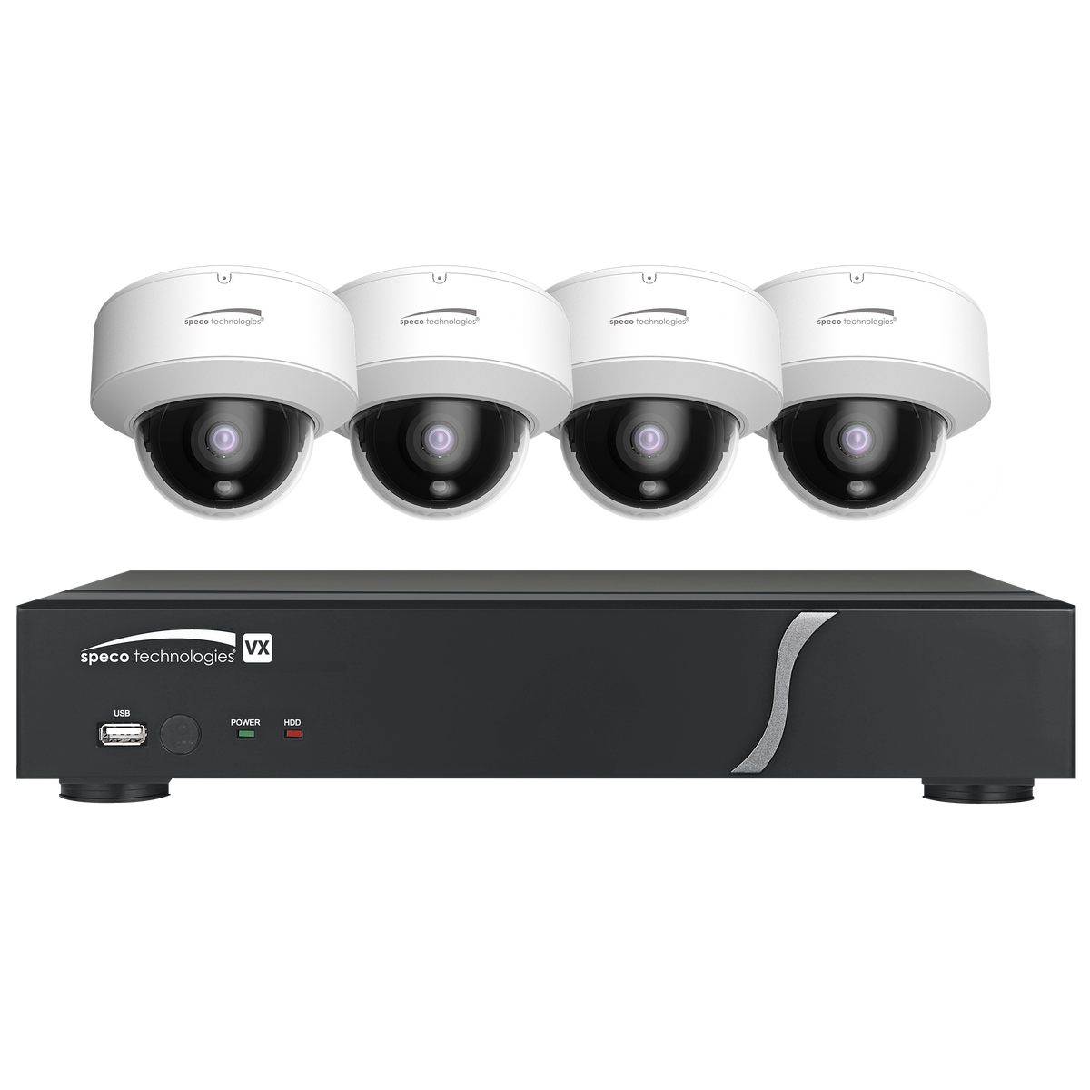 Speco Technologies ZIPT4D1 | 4CH HD-TVI DVR, 1080p, 60fps, 1TB with 4 Outdoor IR Dome Cameras