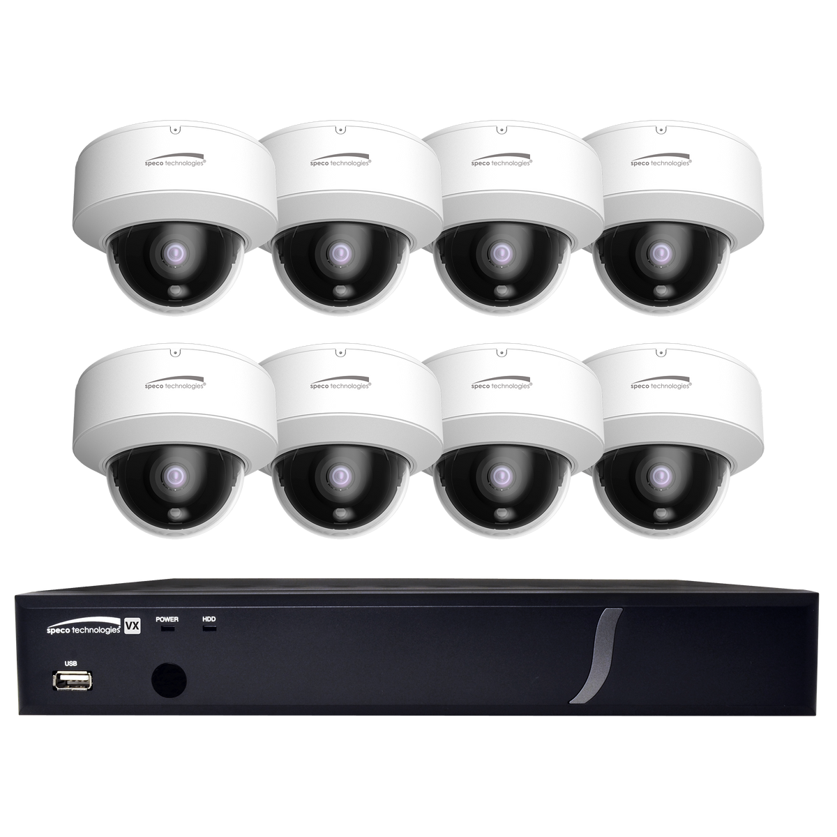 Speco Technologies ZIPT88D2 | 8CH HD-TVI DVR, 1080p, 120fps, 2TB with 8 Outdoor IR Dome Cameras