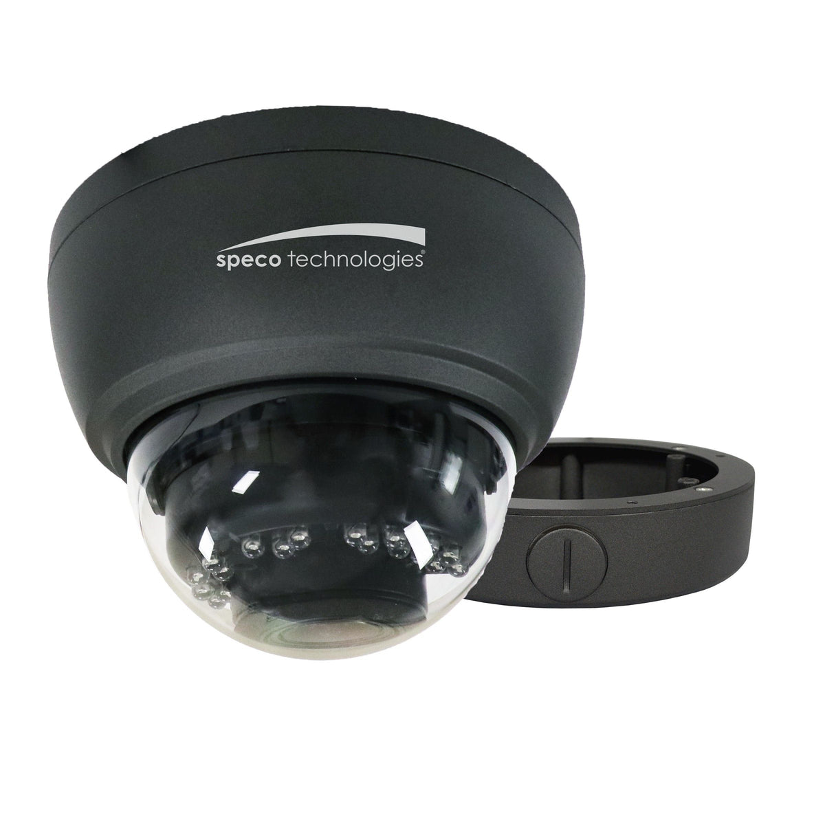 Speco Technologies HT5940TMB | 2MP HD-TVI IR Dome Camera with 2.8-12mm Lens, Included Junction Box, Dark Black, TAA