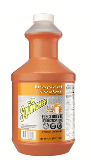 Sqwincher 159030329 | 5 Gallon Liquid Concentrate Tropical Cooler, 6 64-Ounce Bottles