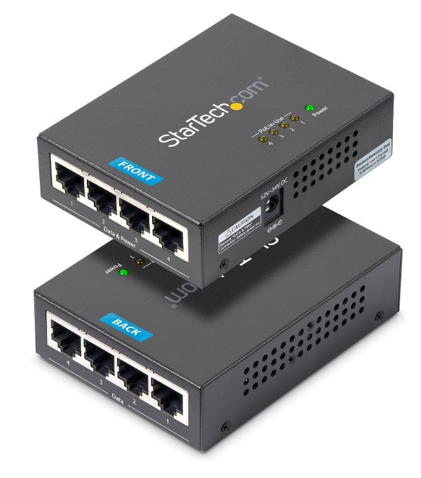 Startech.Com Ltd POEINJ4G | 4-Port Gigabit Midspan - PoE+ Injector - 802.3at/af - TAA