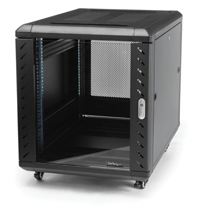 Startech.Com Ltd RK1236BKF | 4-Post 12U Server Rack Cabinet, Lockable 19" Data Rack Cabinet for Computer / AV / IT Equipment, Office / Home Network Rack