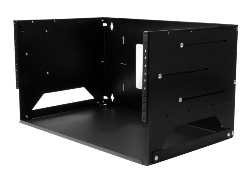 Startech.Com Ltd WALLSHELF4U | 2-Post 4U Open Frame Wall Mount Network Rack with Built-in Shelf, Wall Mount Data Rack with Adjustable Depth