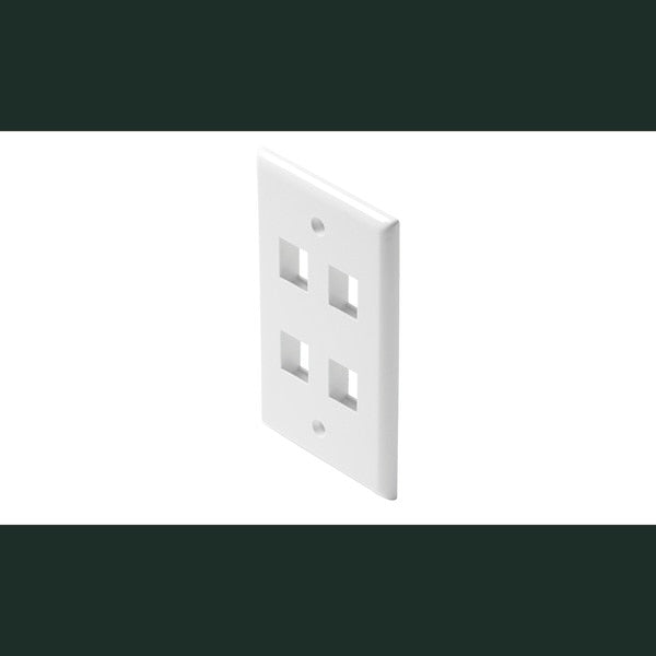 Steren 310-204WH | Wall Plate White, Keystone, 4-Cavity
