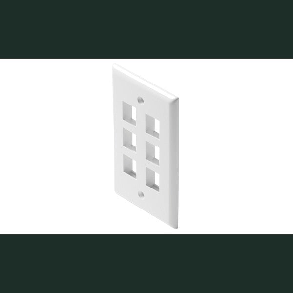 Steren 310-206WH | Wall Plate White, Keystone, 6-Cavity