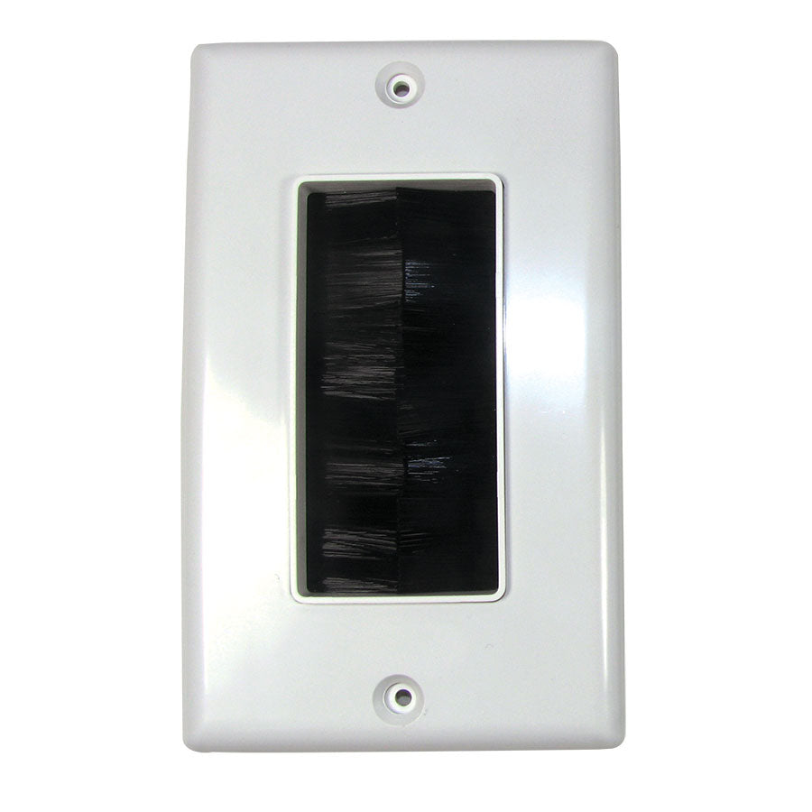 Structured Cable Products Inc 253 | Brush-Style Cable Entry Wall Plate, Single-Gang, White